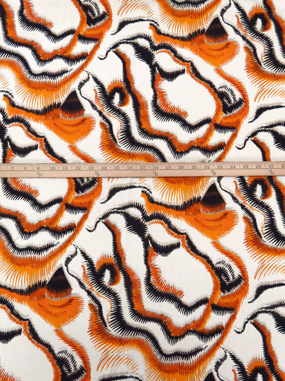 Off-White/Pumpkin/Black/Multi 100% Cotton Abstract Print Lawn 56W