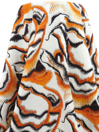Off-White/Pumpkin/Black/Multi 100% Cotton Abstract Print Lawn 56W