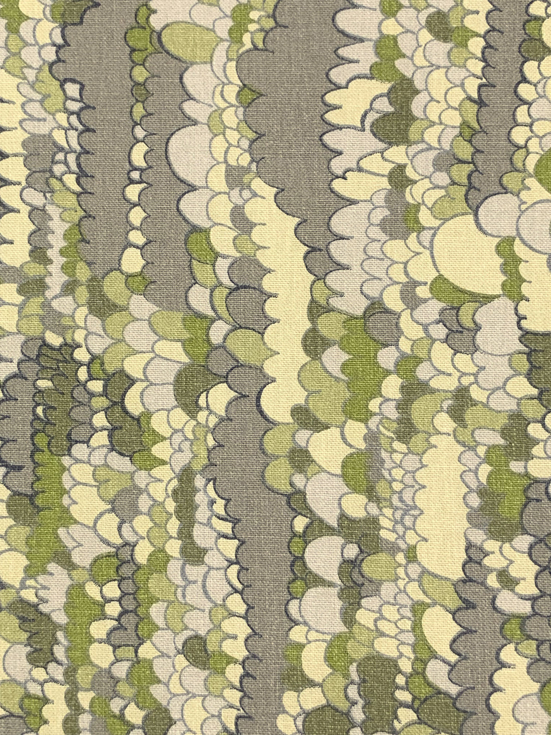 Old Moss Green/Taupe/Wheat/Multi 100% Cotton Vertical Scales-Look Print Canvas - NY Designer - 61W