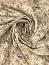 Walnut Brown/Off-White/Soft Tan Cotton/Linen Floral Print Slubbed Shirting 56W