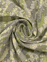 Old Moss Green/Taupe/Wheat/Multi 100% Cotton Vertical Scales-Look Print Canvas - NY Designer - 61W