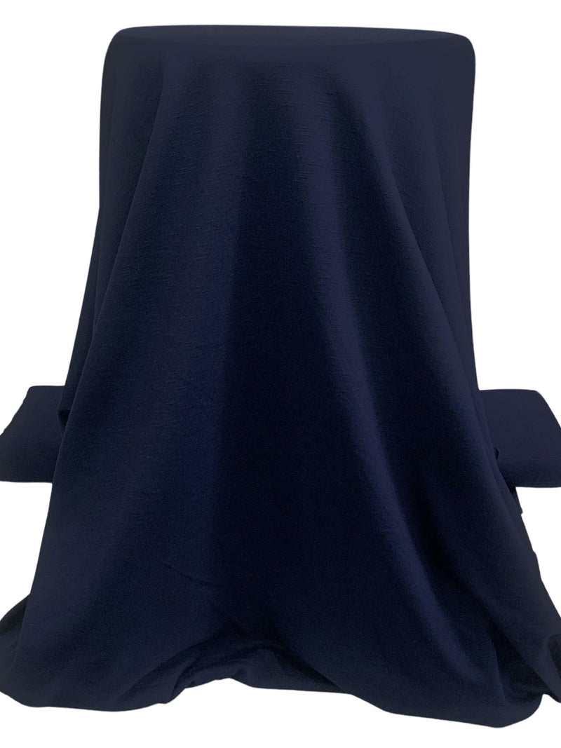 Navy Blue Rayon/Nylon/Lycra Slubbed Ponte Knit 57W