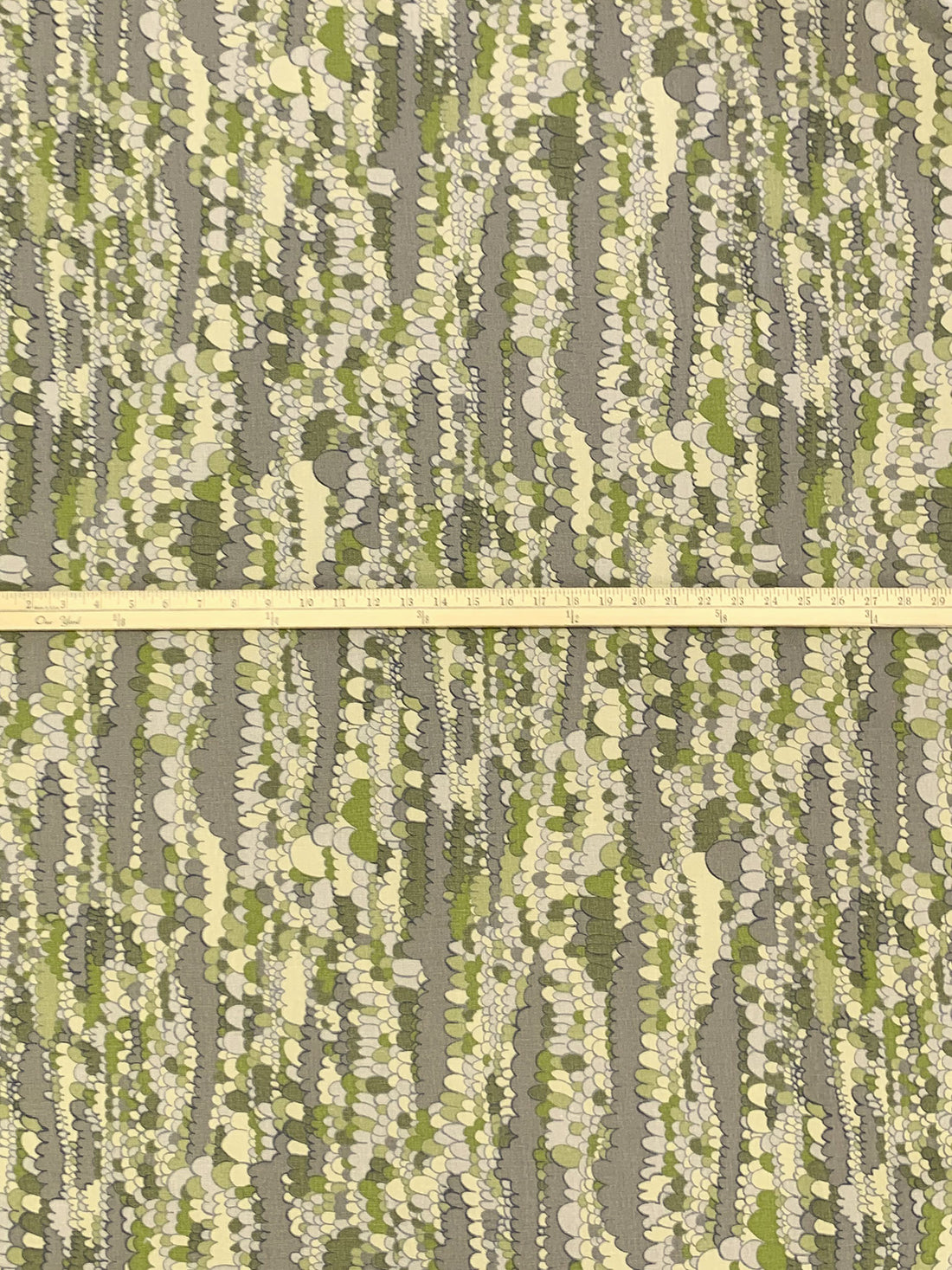 Old Moss Green/Taupe/Wheat/Multi 100% Cotton Vertical Scales-Look Print Canvas - NY Designer - 61W