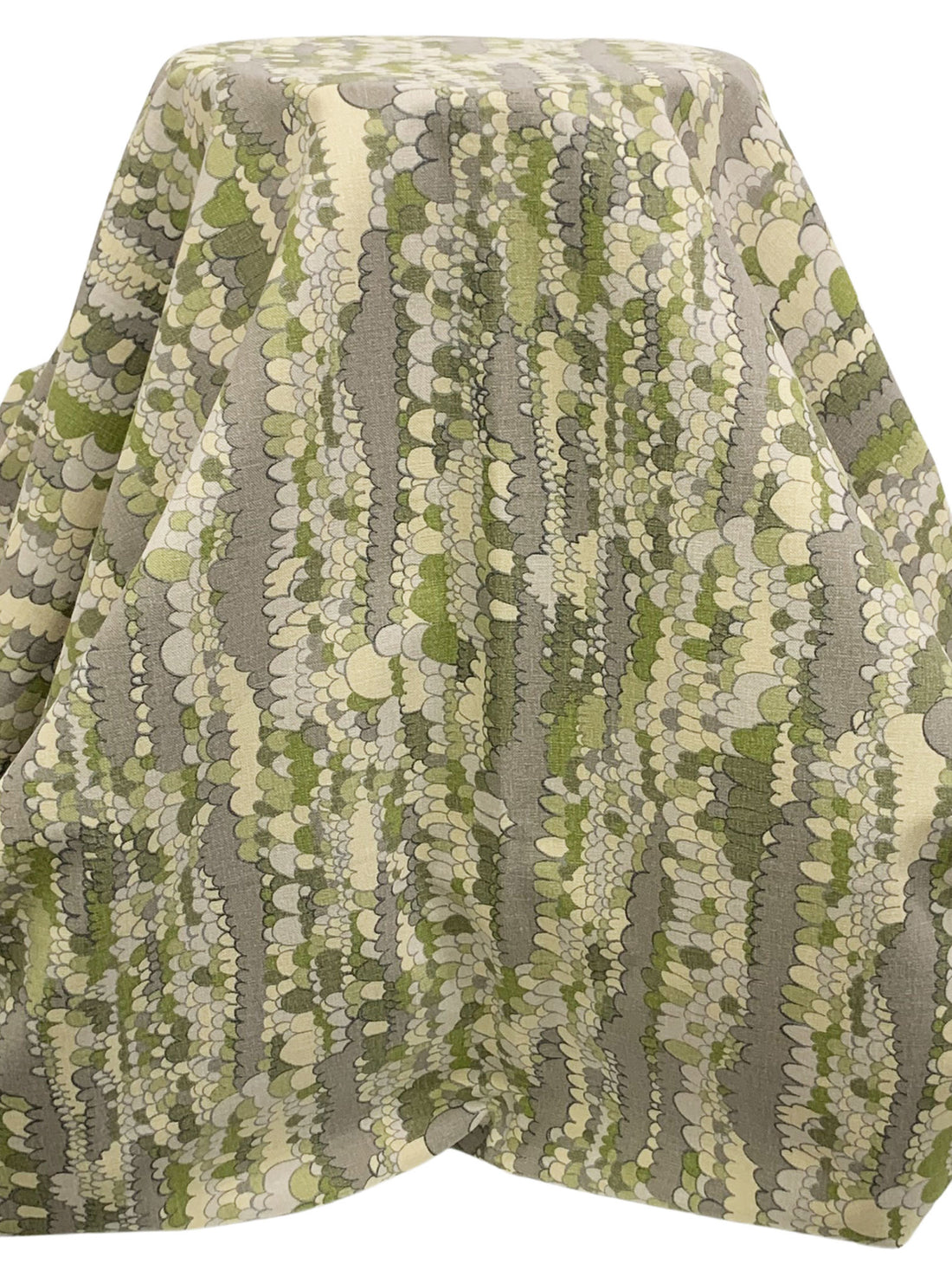 Old Moss Green/Taupe/Wheat/Multi 100% Cotton Vertical Scales-Look Print Canvas - NY Designer - 61W