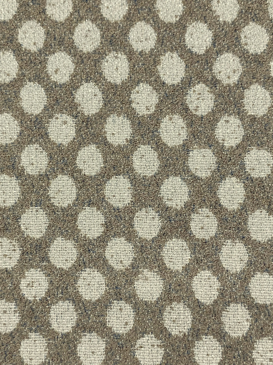 Raw Umber/Off-White/Silver Polyester/Metallic Polka Dot Jacquard Brocade - NY Designer - 55W