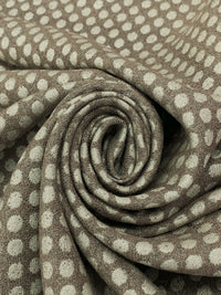 Raw Umber/Off-White/Silver Polyester/Metallic Polka Dot Jacquard Brocade - NY Designer - 55W