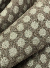 Raw Umber/Off-White/Silver Polyester/Metallic Polka Dot Jacquard Brocade - NY Designer - 55W