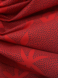 Crimson Red/Dark Navy 100% Cotton Mini Dot Floral Leaf Print Lawn 56W