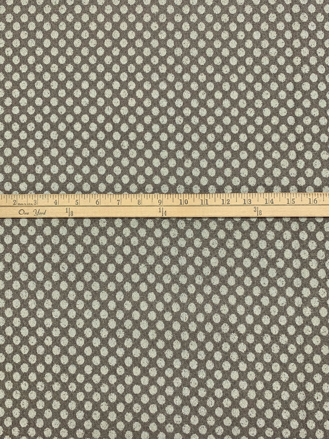 Raw Umber/Off-White/Silver Polyester/Metallic Polka Dot Jacquard Brocade - NY Designer - 55W