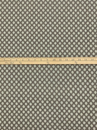 Raw Umber/Off-White/Silver Polyester/Metallic Polka Dot Jacquard Brocade - NY Designer - 55W