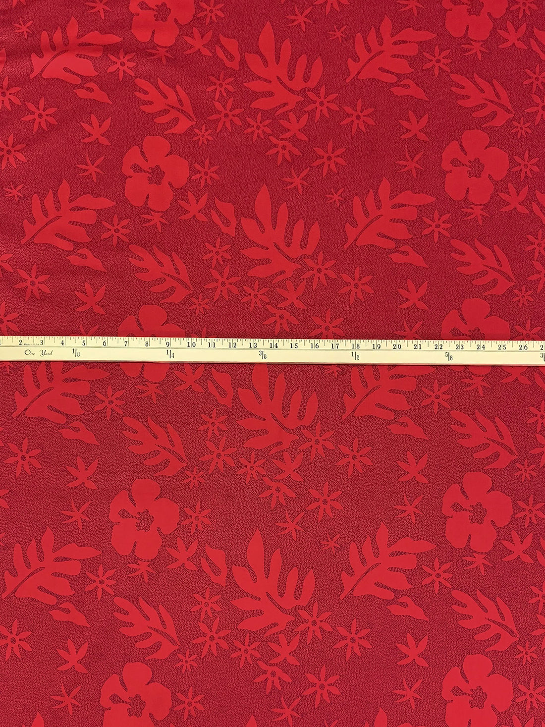 Crimson Red/Dark Navy 100% Cotton Mini Dot Floral Leaf Print Lawn 56W