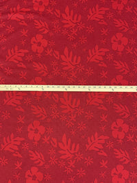 Crimson Red/Dark Navy 100% Cotton Mini Dot Floral Leaf Print Lawn 56W