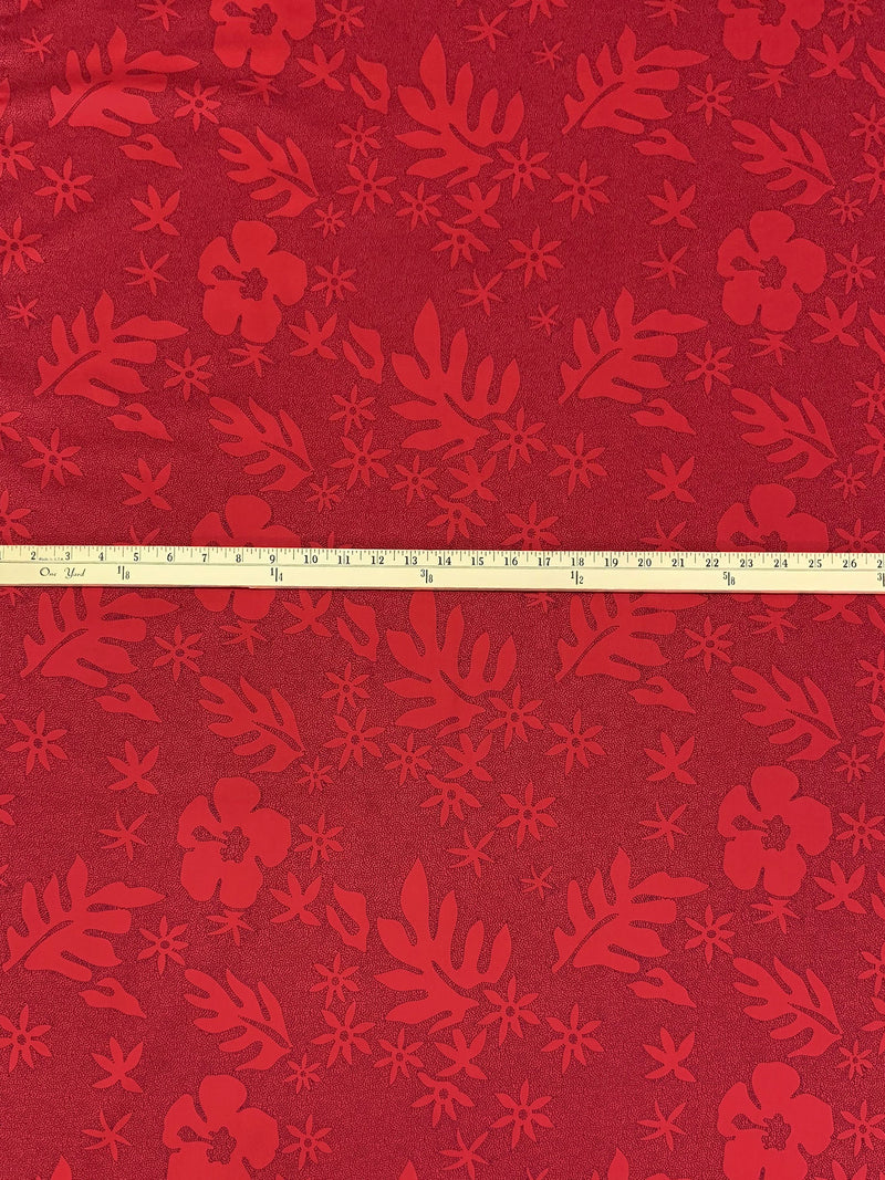 Crimson Red/Dark Navy 100% Cotton Mini Dot Floral Leaf Print Lawn 56W