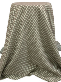 Raw Umber/Off-White/Silver Polyester/Metallic Polka Dot Jacquard Brocade - NY Designer - 55W