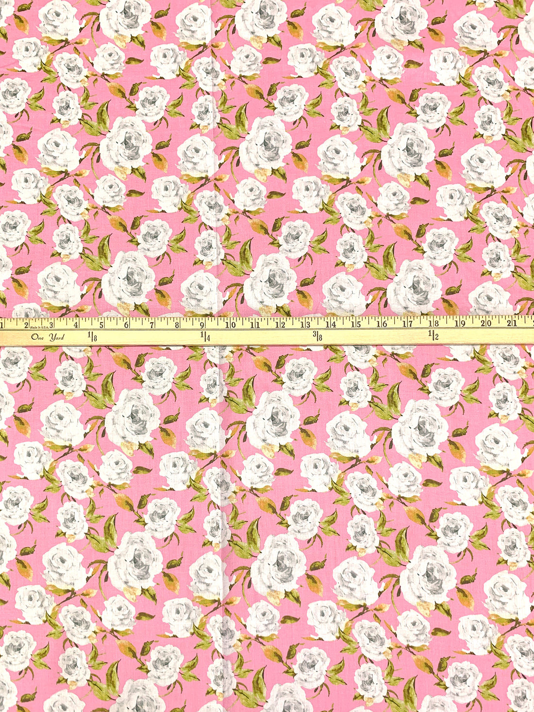 Cameo Pink/Olive Green/White/Multi 100% Cotton Floral Print Voile 56W