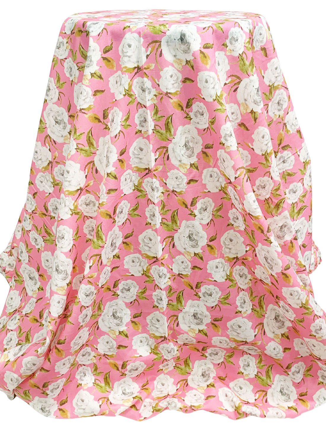 Cameo Pink/Olive Green/White/Multi 100% Cotton Floral Print Voile 56W