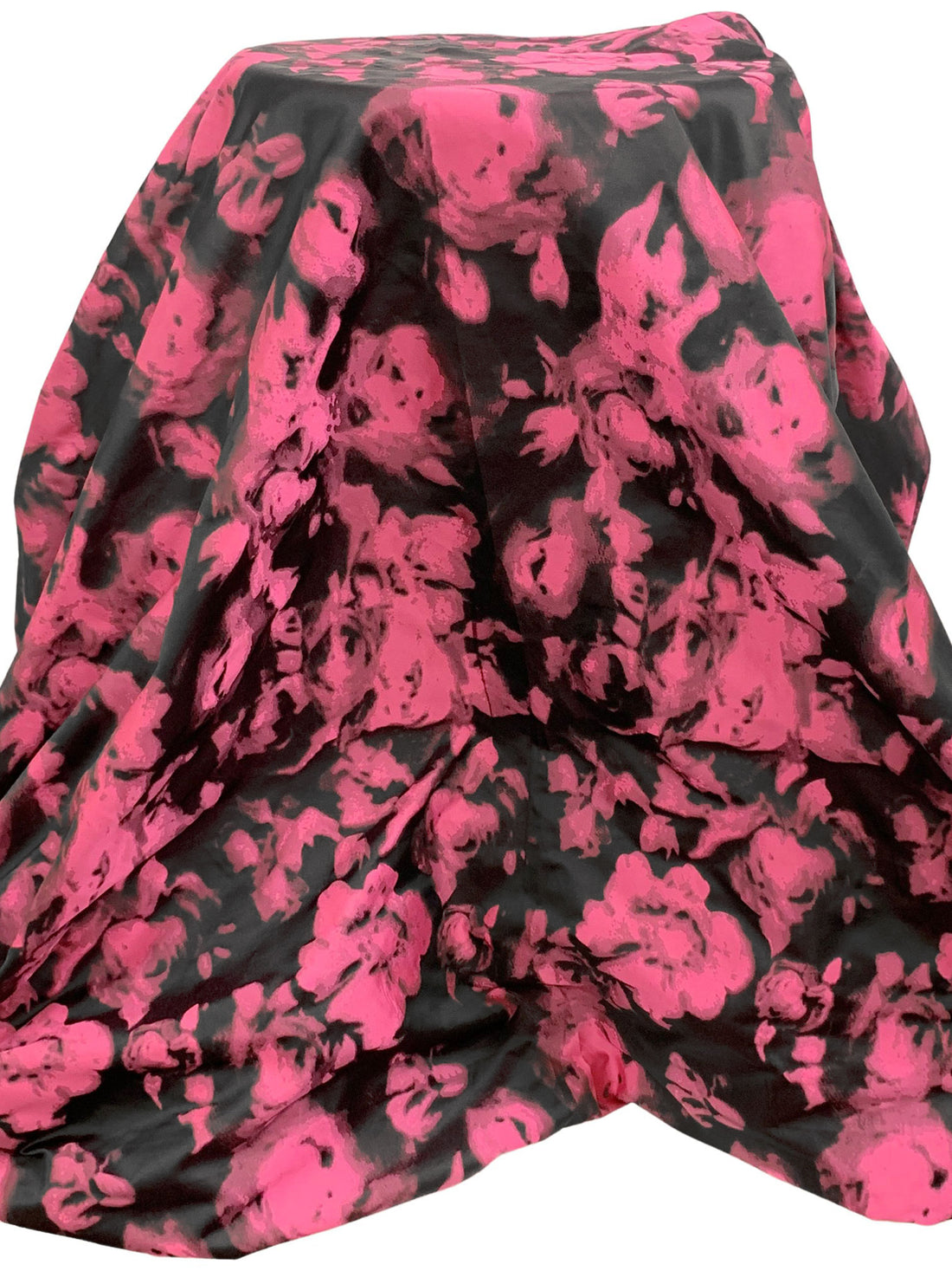 Brink Pink/Black 100% Polyester Floral Weave Jacquard Taffeta - NY Designer - 59W
