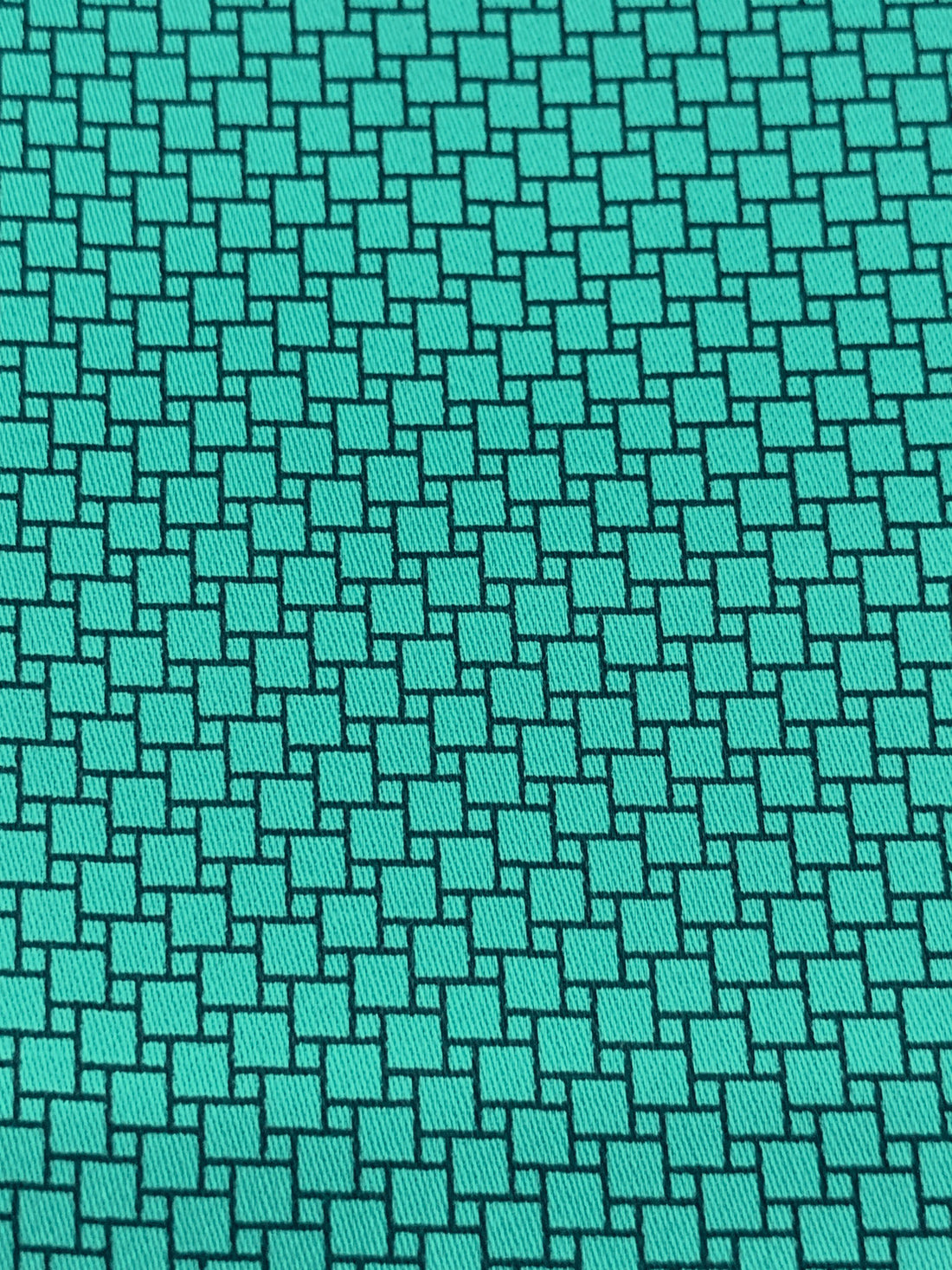 Medium Turquoise Blue/Black 100% Cotton Mini Geometric Print Sateen Shirting 57W