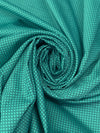 Medium Turquoise Blue/Black 100% Cotton Mini Geometric Print Sateen Shirting 57W