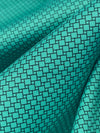 Medium Turquoise Blue/Black 100% Cotton Mini Geometric Print Sateen Shirting 57W