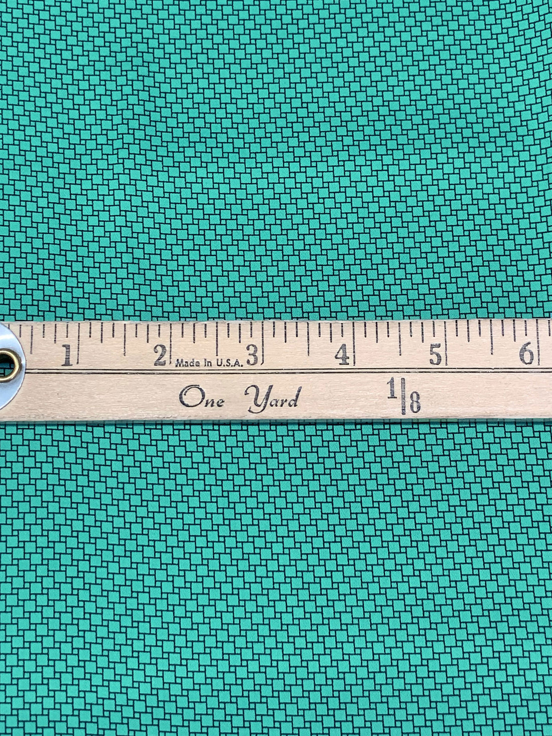 Medium Turquoise Blue/Black 100% Cotton Mini Geometric Print Sateen Shirting 57W