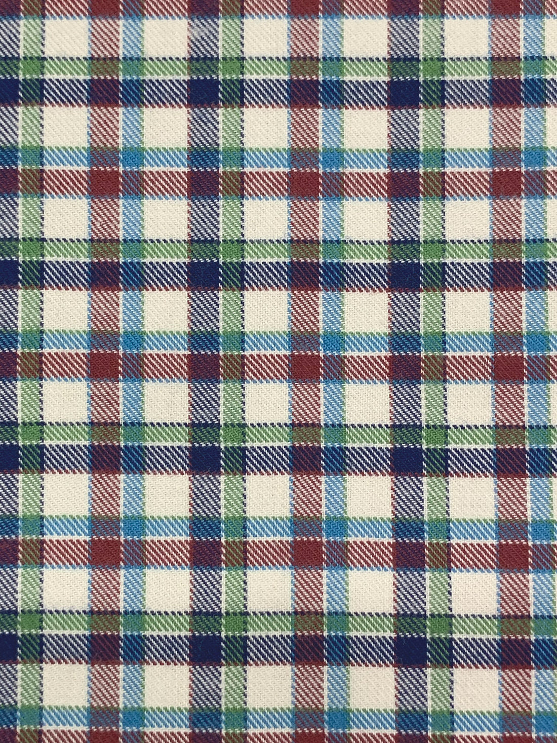 Navy/Garnet/Off-White/Multi 100% Cotton Yarn-Dyed Plaid Brushed Shirting 58W