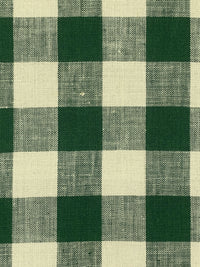 Deep Forest Green/Bone 100% Linen Gingham Midweight Woven 56W