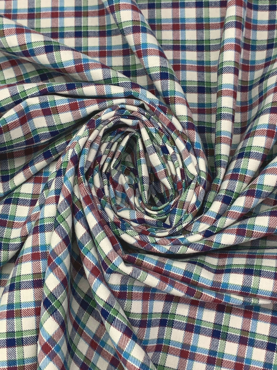 Navy/Garnet/Off-White/Multi 100% Cotton Yarn-Dyed Plaid Brushed Shirting 58W