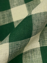 Deep Forest Green/Bone 100% Linen Gingham Midweight Woven 56W