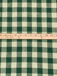 Deep Forest Green/Bone 100% Linen Gingham Midweight Woven 56W