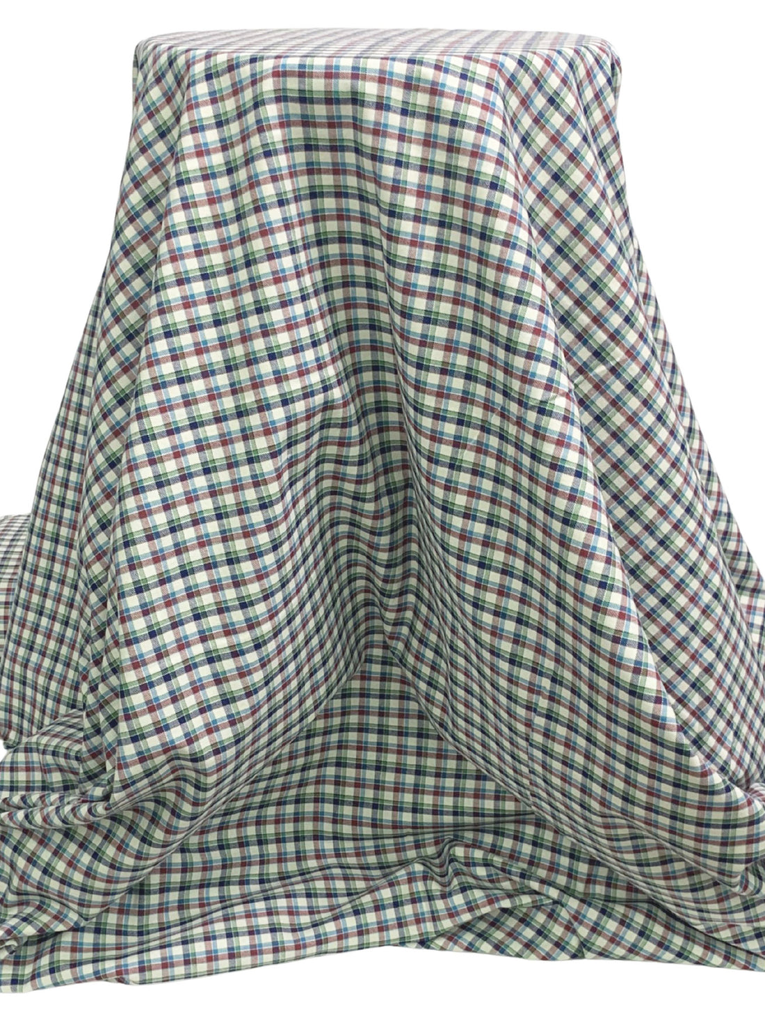 Navy/Garnet/Off-White/Multi 100% Cotton Yarn-Dyed Plaid Brushed Shirting 58W