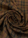 Raw Umber/Black/Old Mauve 100% Linen Yarn-Dyed Plaid Suiting 60W