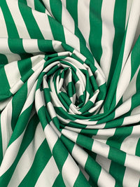 Dark Spring Green/White 100% Cotton Vertical Stripe Lawn 58W