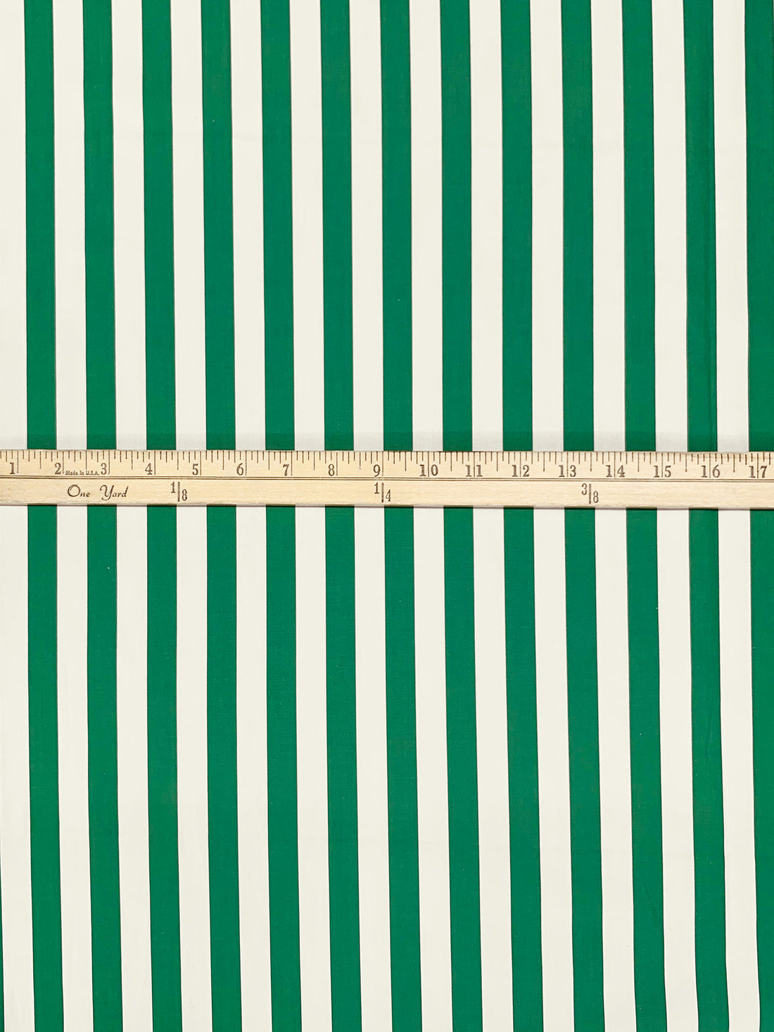 Dark Spring Green/White 100% Cotton Vertical Stripe Lawn 58W