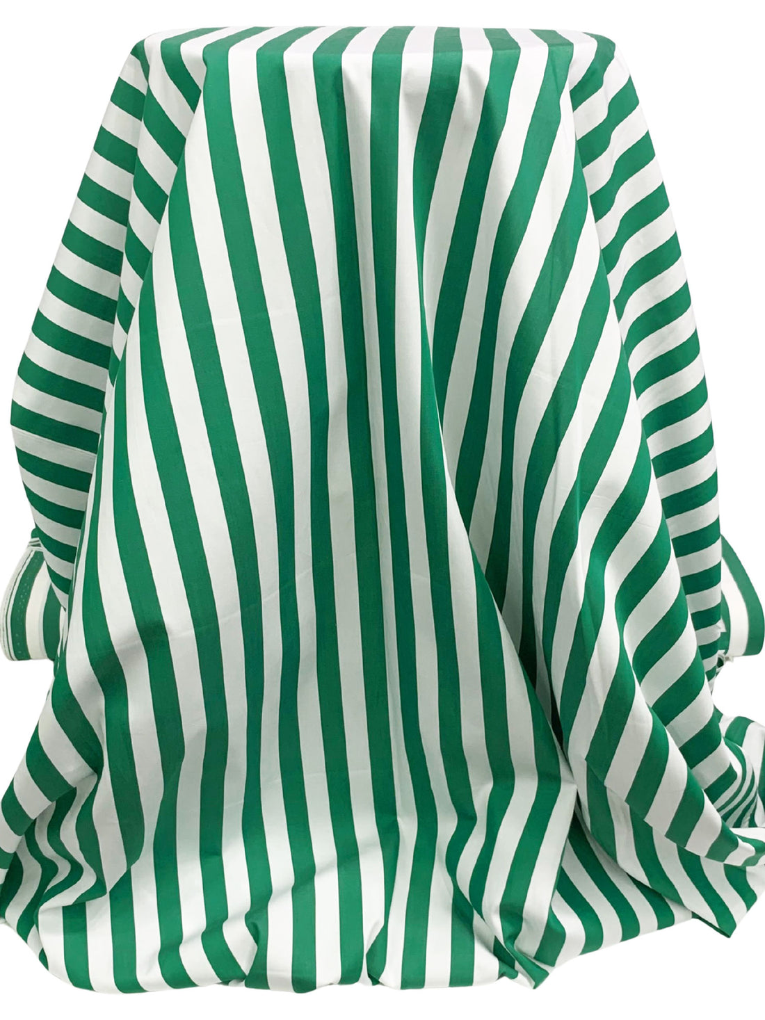 Dark Spring Green/White 100% Cotton Vertical Stripe Lawn 58W