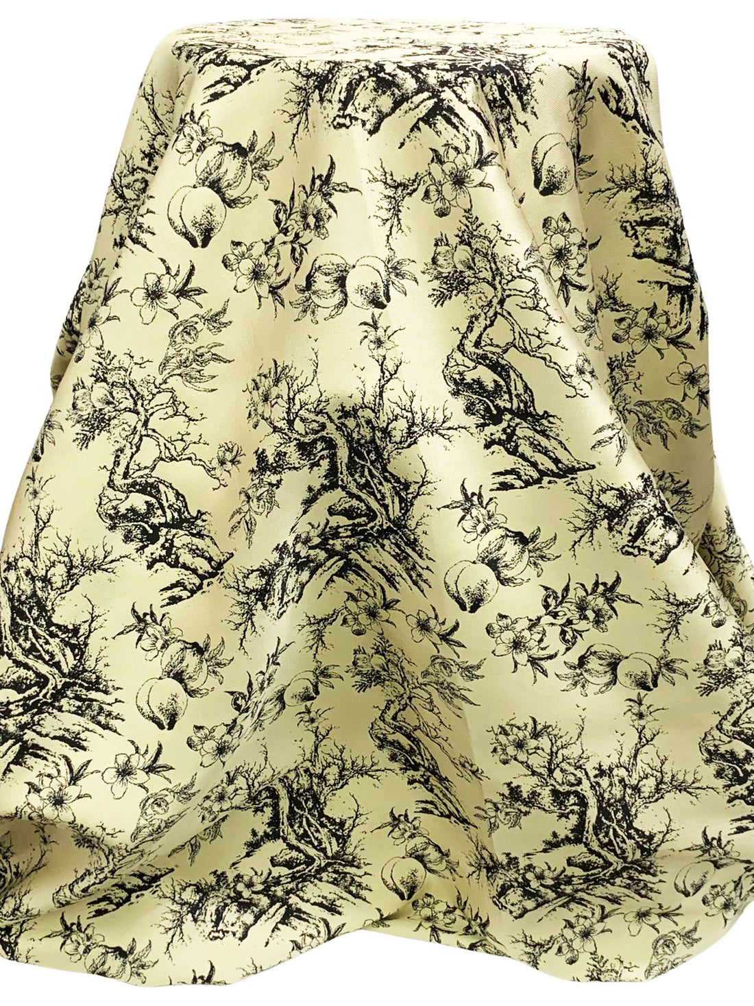 Lemon Chiffon Yellow/Black 100% Polyester Fruit Trees Weave Jacquard - NY Designer - 57W