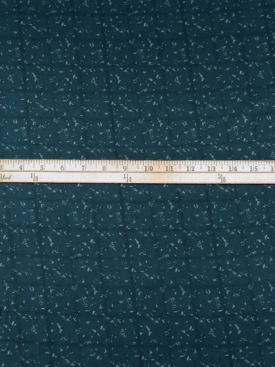 Prussian/White/Midnight Navy 100% Cotton Grunge On Check Print Sateen Shirting 57W