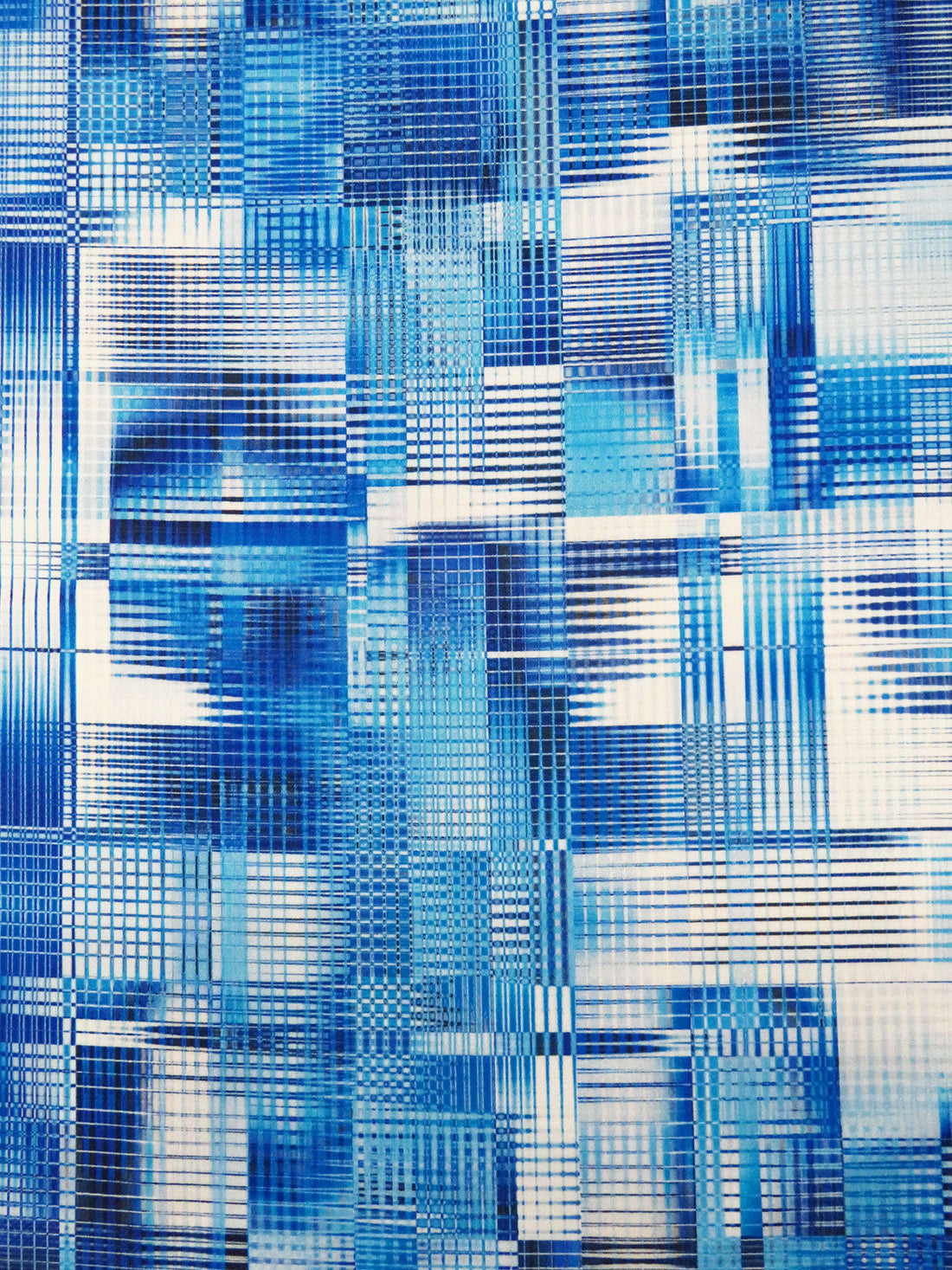 Dark Blue/Sky Blue/White/Multi Cotton/Lycra Abstract Print Sateen Shirting 53W