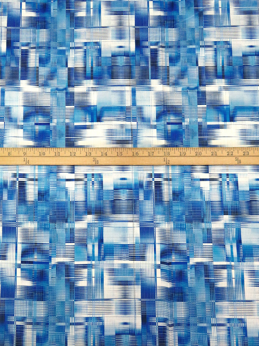 Dark Blue/Sky Blue/White/Multi Cotton/Lycra Abstract Print Sateen Shirting 53W