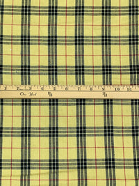 Golden Wheat/Black/Blue 100% Linen Plaid Midweight Woven 58W