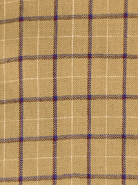 Tan/Azure Blue/White 100% Linen Plaid Midweight Woven 60W