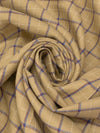 Tan/Azure Blue/White 100% Linen Plaid Midweight Woven 60W