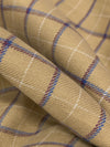 Tan/Azure Blue/White 100% Linen Plaid Midweight Woven 60W