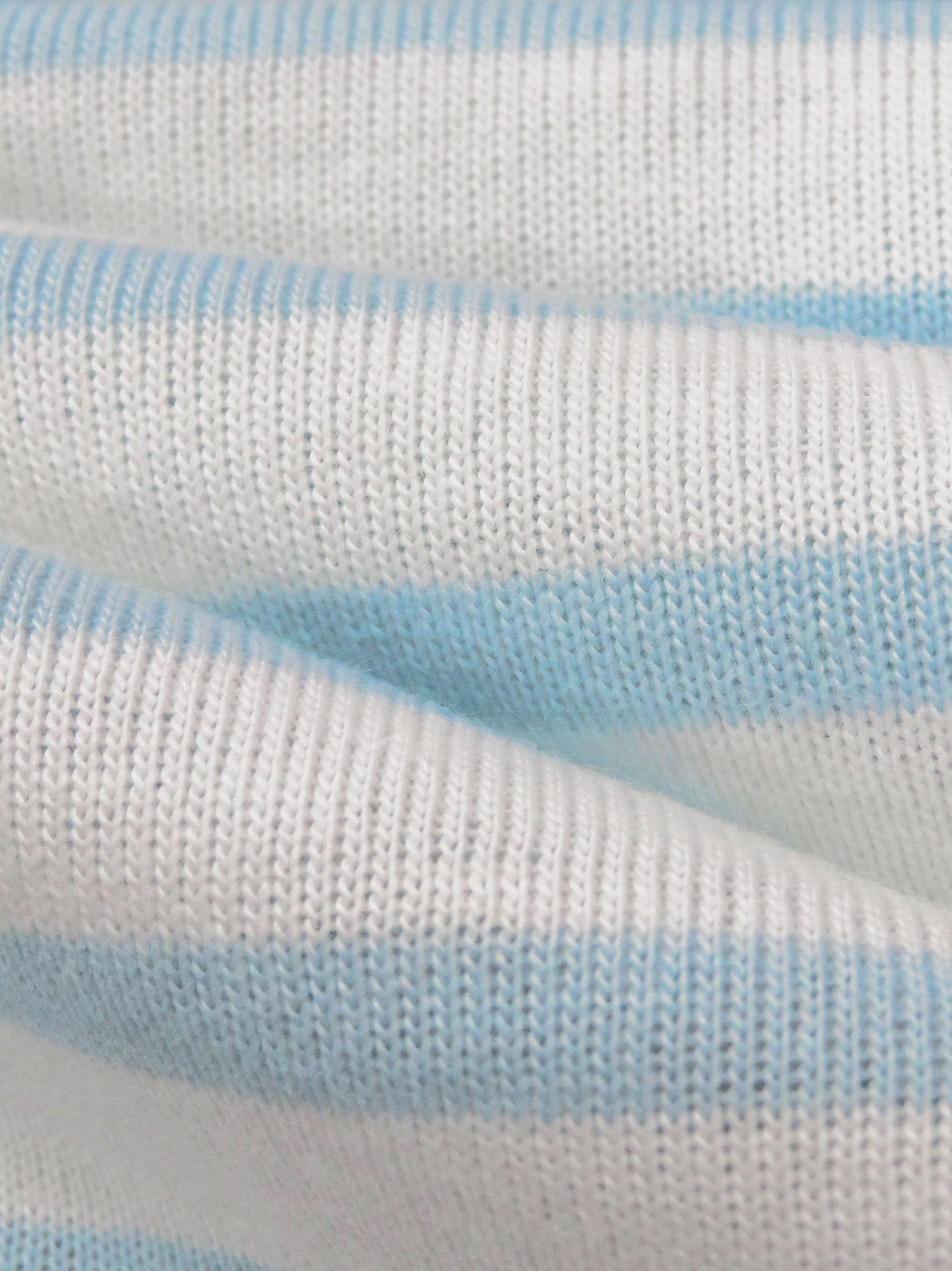 Powder Blue/White Cotton/Polyester Horizontal Stripe Weave Jersey Knit 58W