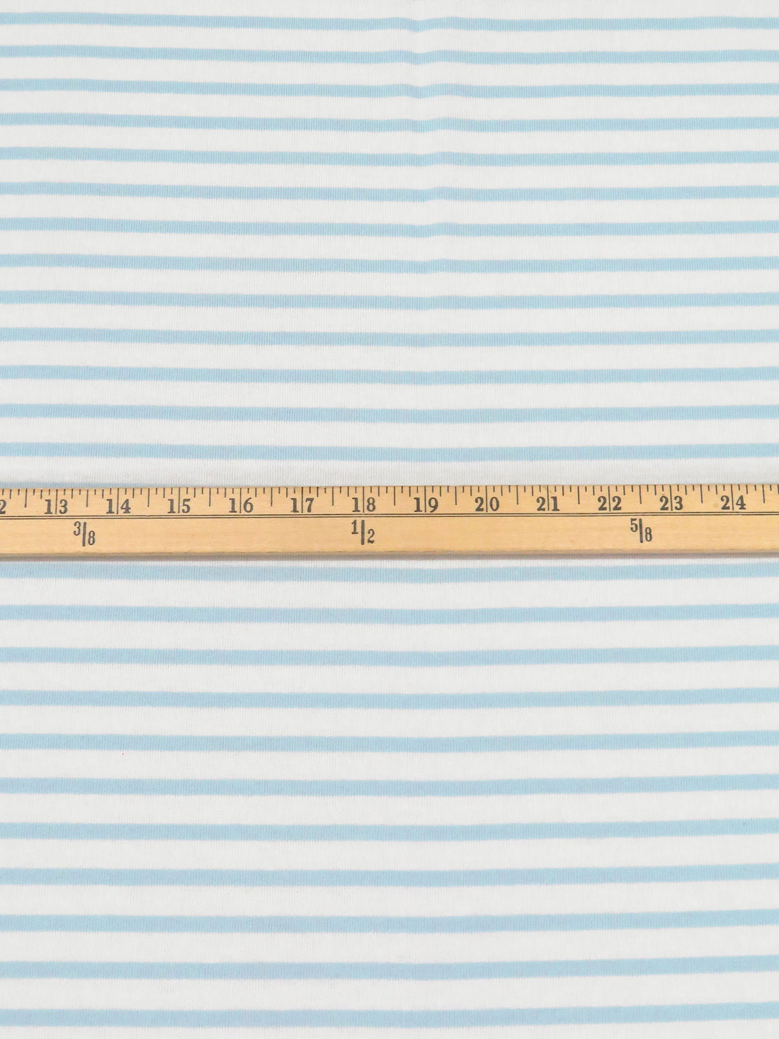 Powder Blue/White Cotton/Polyester Horizontal Stripe Weave Jersey Knit 58W