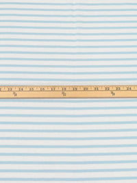 Powder Blue/White Cotton/Polyester Horizontal Stripe Weave Jersey Knit 58W