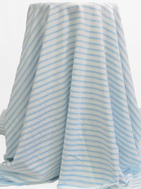 Powder Blue/White Cotton/Polyester Horizontal Stripe Weave Jersey Knit 58W