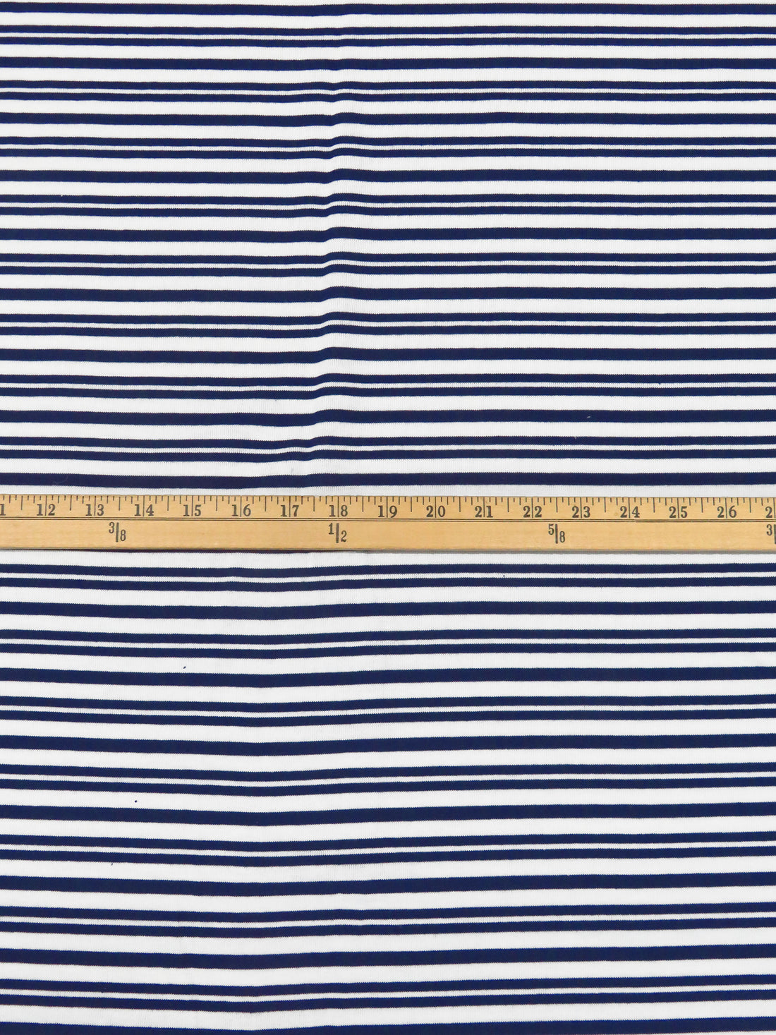 Cetacean Blue/White Cotton/Polyester Horizontal Stripe Weave Jersey Knit 60W