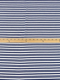 Cetacean Blue/White Cotton/Polyester Horizontal Stripe Weave Jersey Knit 60W