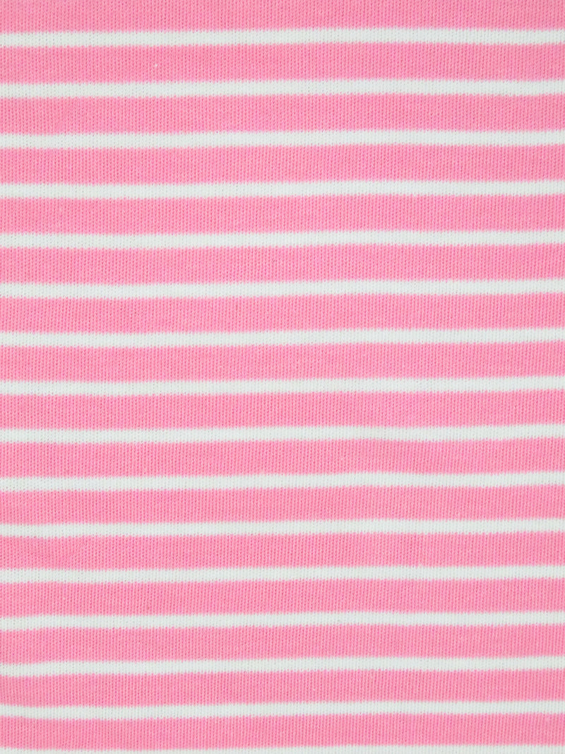 Tickle Me Pink/White Cotton/Polyester Horizontal Stripe Weave Interlock Knit 62W